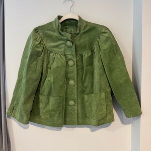 Vintage Y2K AMI green leather cropped jacket button down size medium